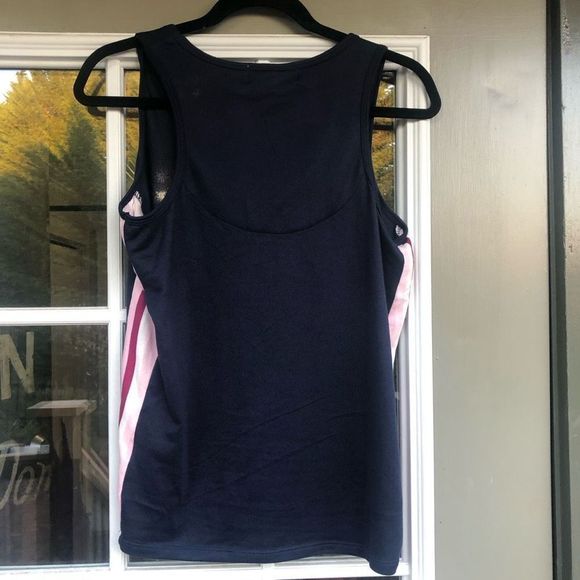 ☀️ KIKIT NWT Knit Navy Tank with Pink and White Stripes Size Medium - Picture 2 of 5